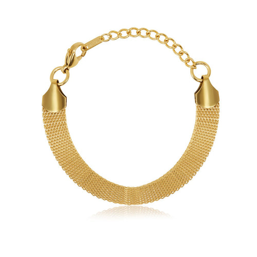 Plain Woven Bracelet Gold Plated 18K