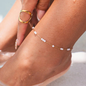 Delicate Pearl Anklet Gold Plated 18K