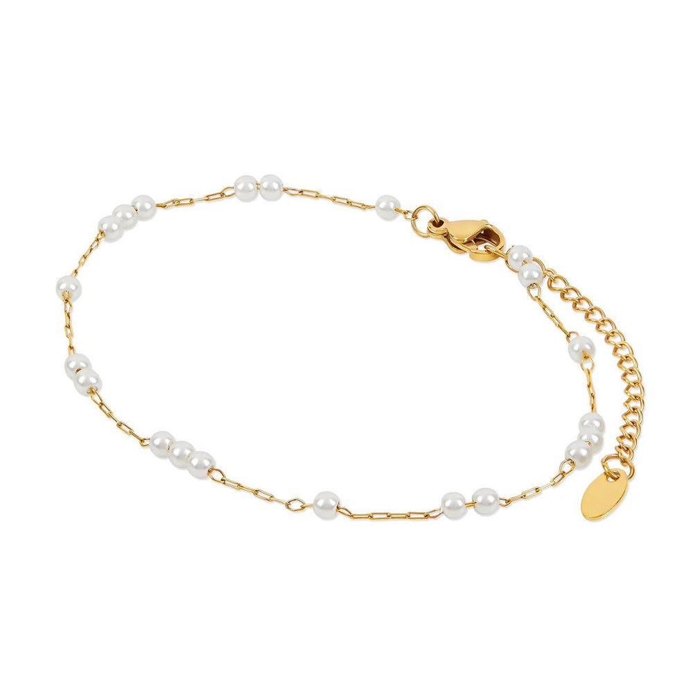Delicate Pearl Anklet Gold Plated 18K