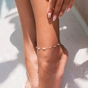 Delicate Pearl Anklet Gold Plated 18K
